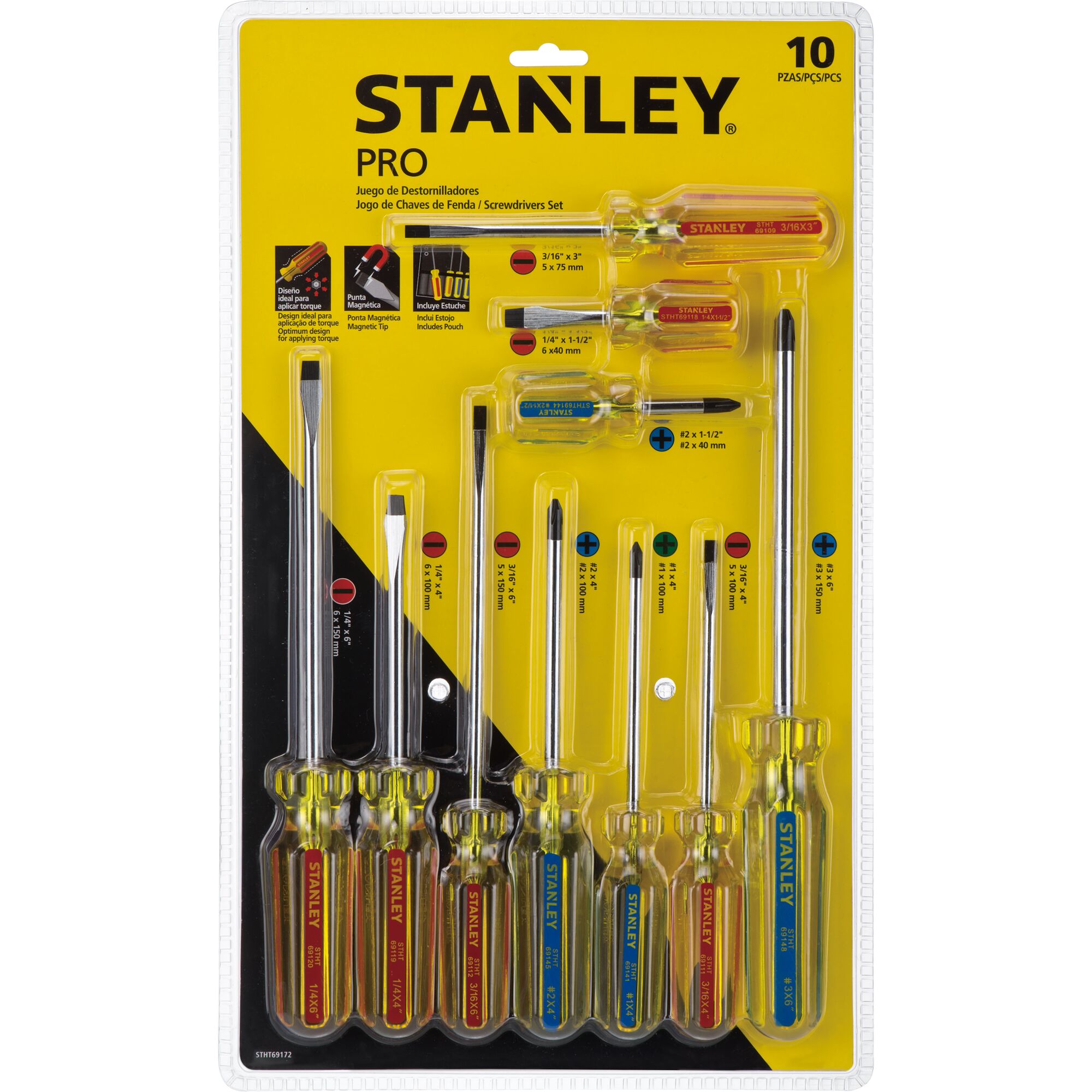 STANLEY STHT69172 — Jogo Chaves Fenda Pro com 10PCS - STANLEY