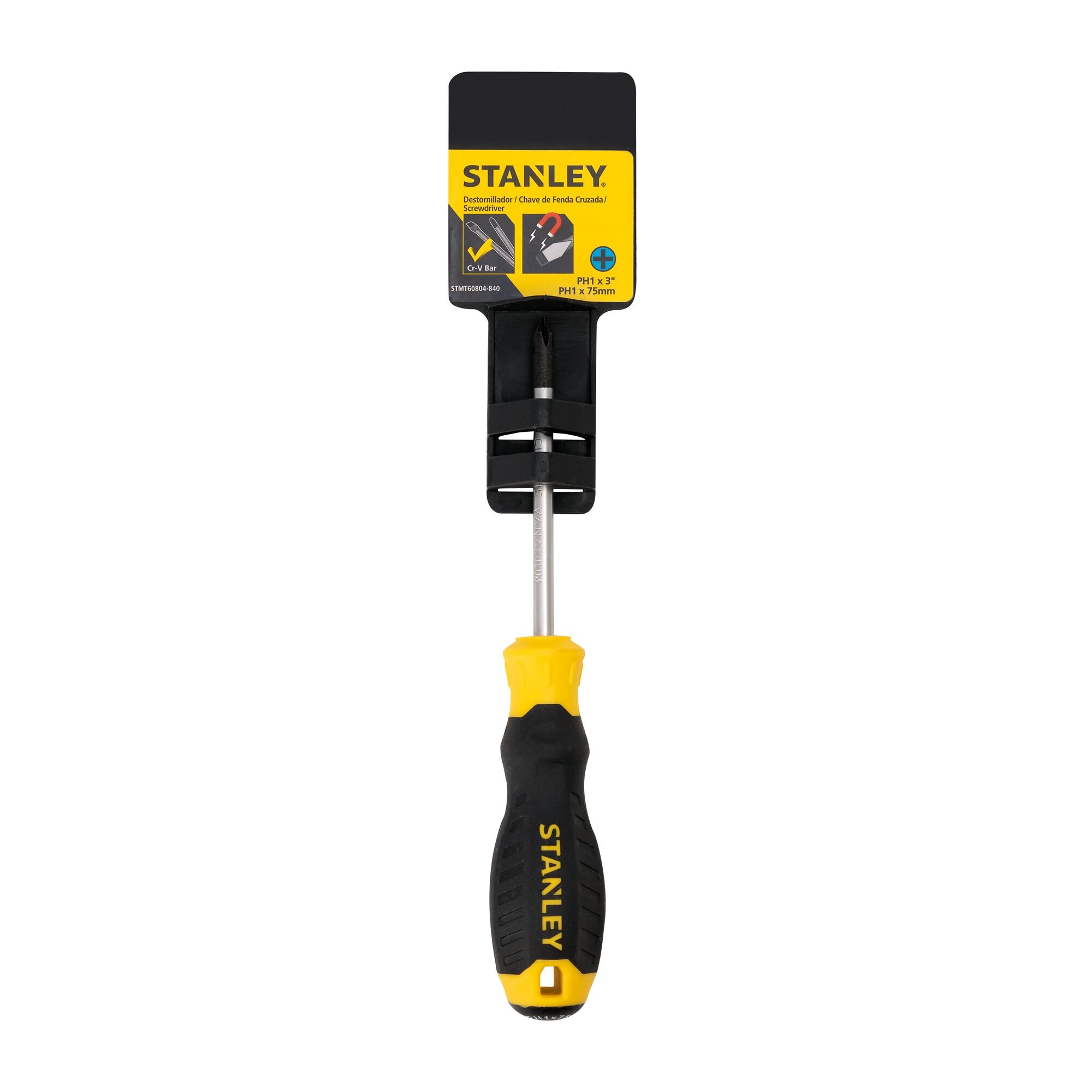 STANLEY STMT60804-840 — 3/16X3"PH1 Chave Emborrachada Cushiongrip™ Fenda Cruzada