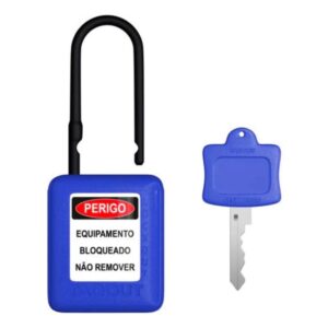 Cadeado Bloqueio Hast Plast Azul - 38X6,3MM