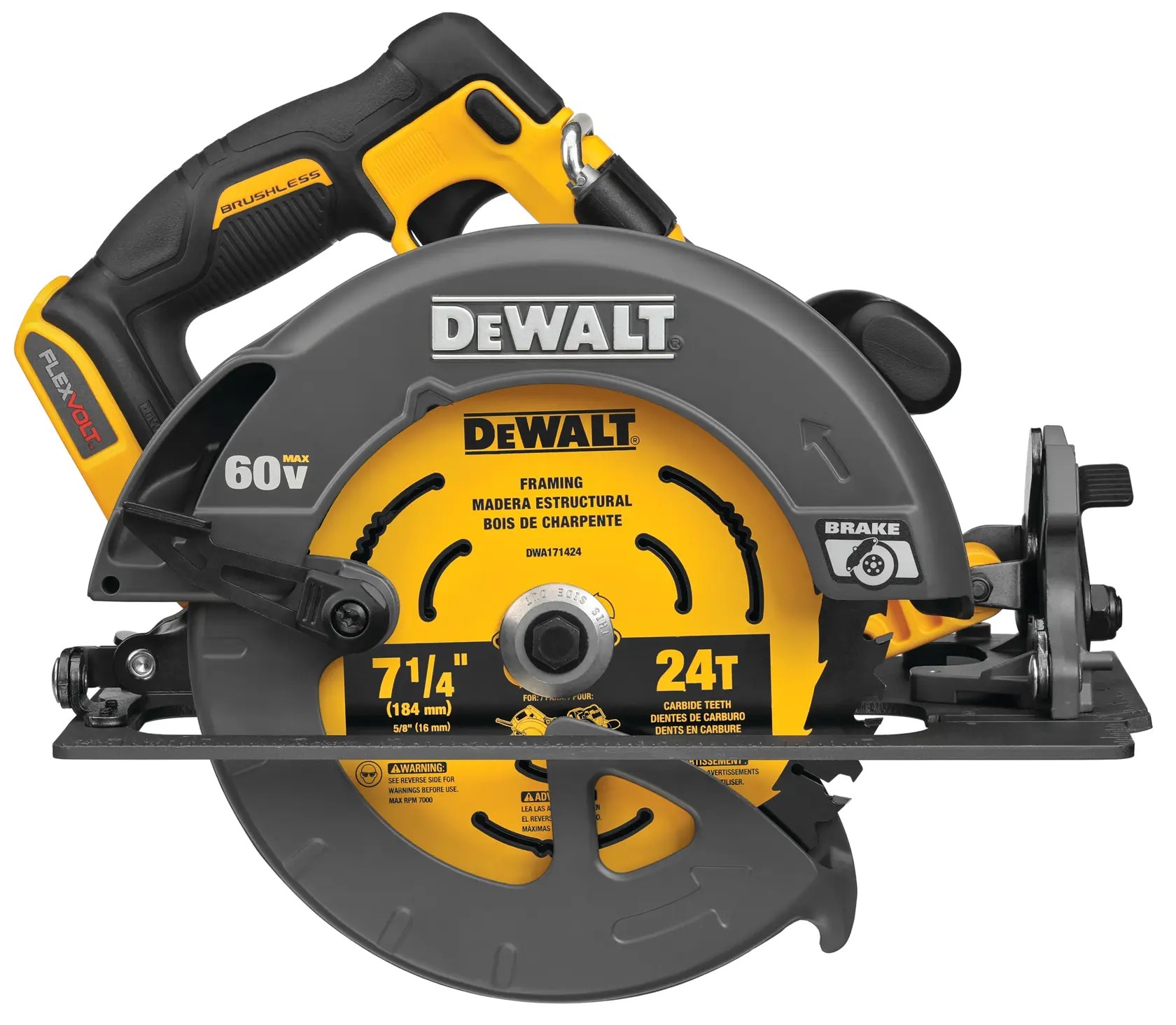 DEWALT DCS578B-B3 — Serra Circular 7-1/4" (184MM) 60V Max* Flexvolt LI-Ion, sem Bateria e Carregador