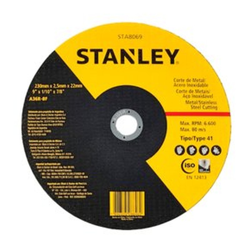 STANLEY STA8069 — Disco de Corte Fino - Metal / INOX 9" X 2,5MM X 7/8''