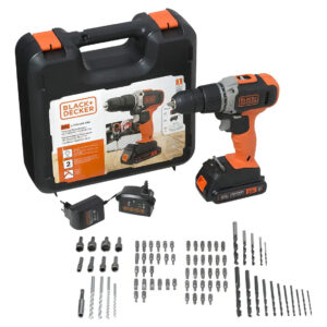 Black+decker BCD704C1KA-BR — KIT Paraf./ Furad. Imp (3/8") (10MM) 20V Max* LI-Ion C/ 80 Acessórios, 1 Bat 1.5AH, Carreg. Bivolt, Maleta